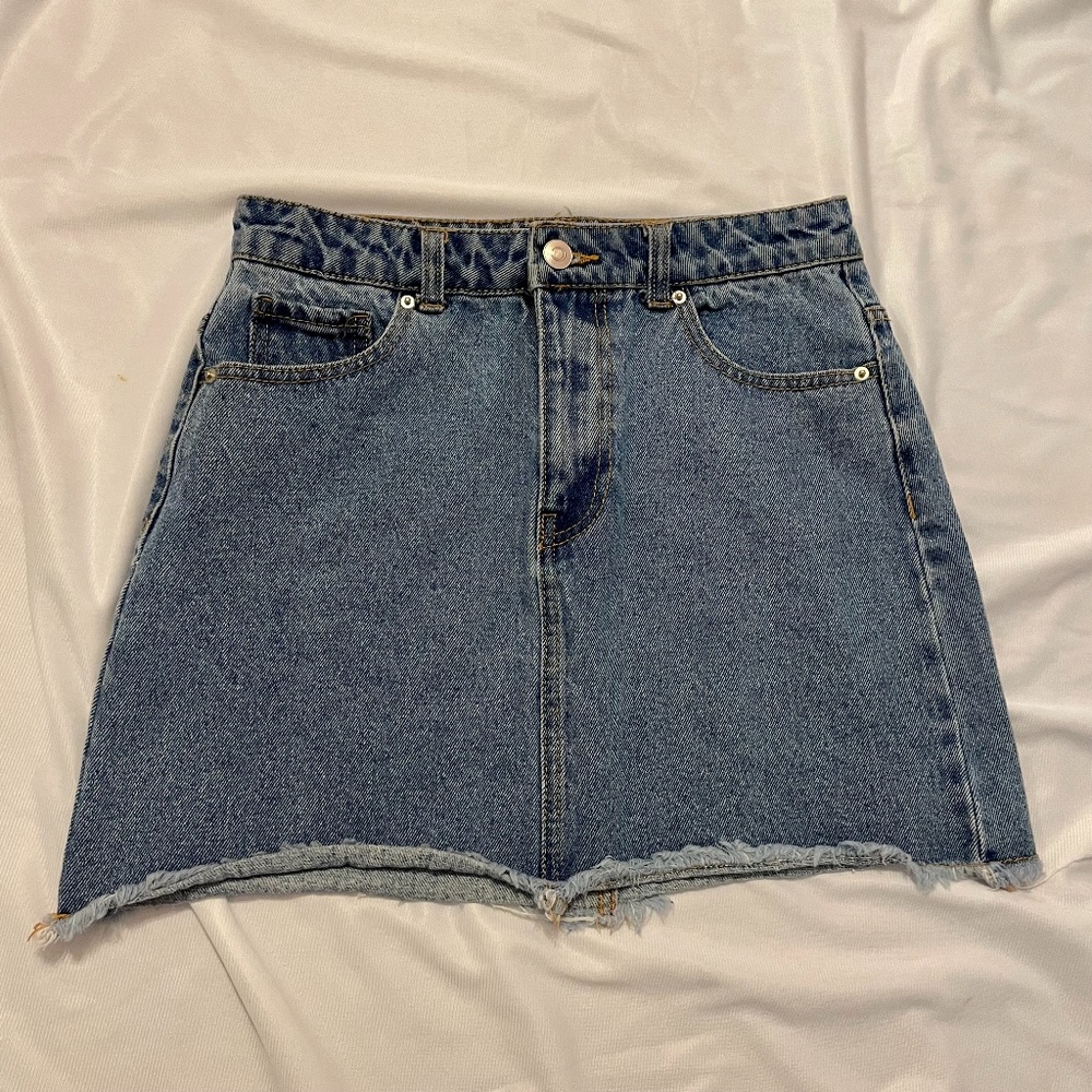 Forever 21 Denim Mini Skirt Frayed